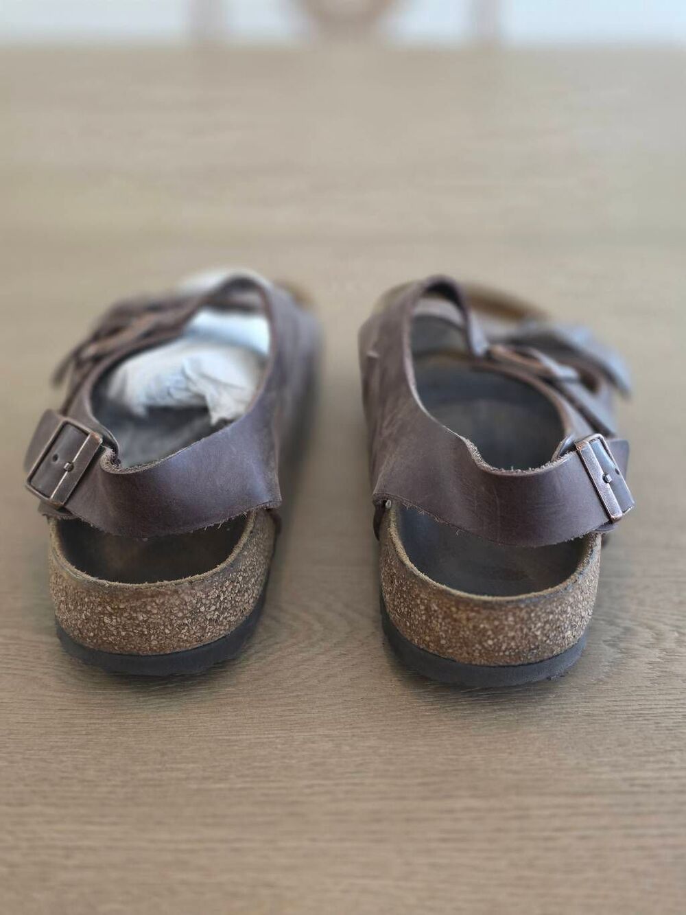 Birkenstock Milano Oiled Leather Sandals Brown Tan Men's Size 10 Back Strap - Picture 16 of 16